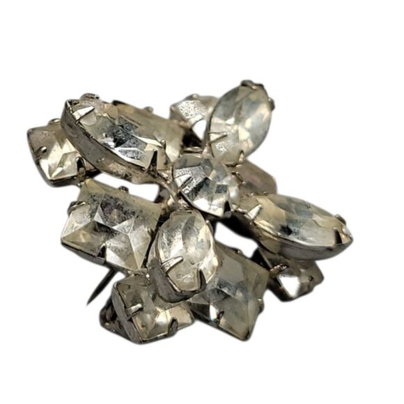 Layered Rhinestone Star Brooch Vintage Silver Tone Setting Unsigned Beauty - Picture 12 of 14